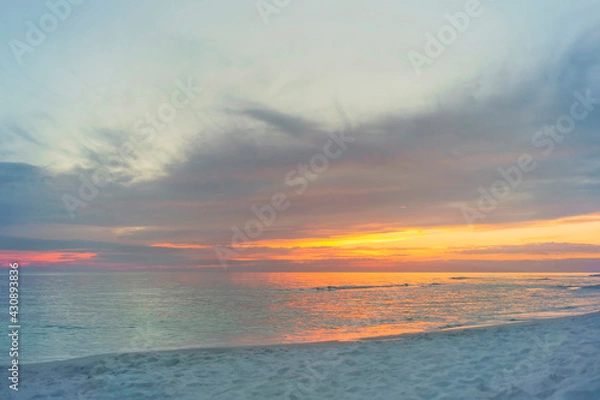 Obraz white sand on gulf beach at sunset