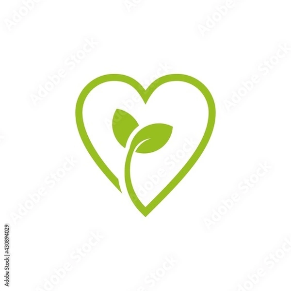 Obraz leaf love go green logo design