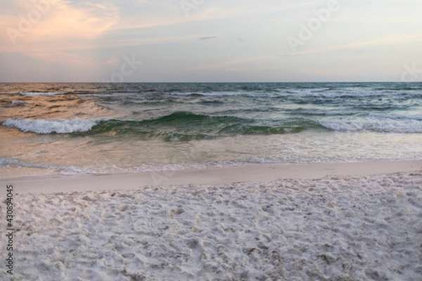 Obraz waves along beach white sand