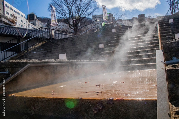 Obraz 伊香保石段街の階段から出る湯気