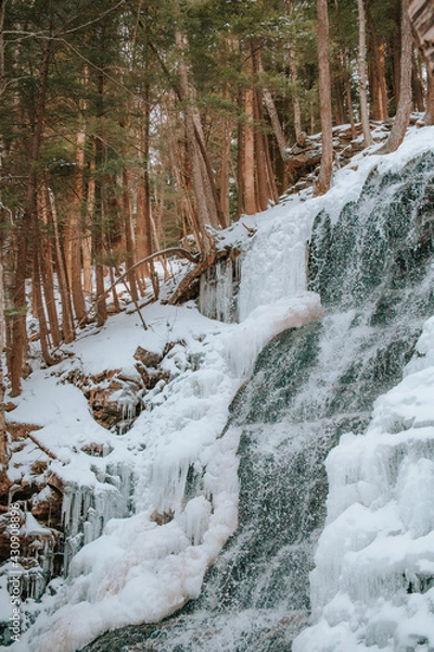 Obraz iced over winter waterfall