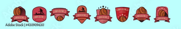 Fototapeta set of lawn bowls cartoon icon design template with various models. vector illustration isolated on blue background