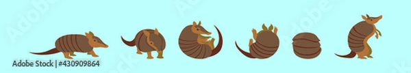 Fototapeta set of armadillo cartoon icon design template with various models. vector illustration isolated on blue background
