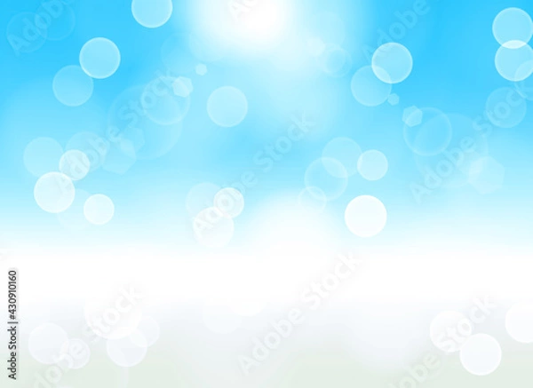 Fototapeta 綺麗で眩しい夏の光のイラスト。透明で透き通った海と砂浜。