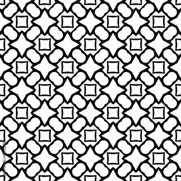 Fototapeta  Geometric vector pattern with triangular elements. Seamless abstract ornament for wallpapers and backgrounds. Black and white colors. 