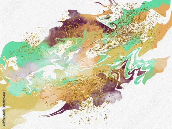 Obraz Creative hand-painted illustration for wall decoration, postcard cover design or brochure design. Abstract background. Paint strokes on the canvas. Blurred colors. The texture of the canvas.