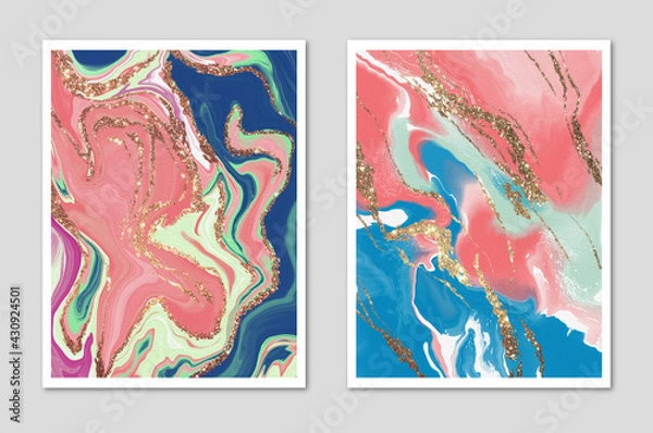 Obraz Creative hand-painted illustration for wall decoration, postcard cover design or brochure design. Abstract background. Paint strokes on the canvas. Blurred colors. The texture of the canvas.