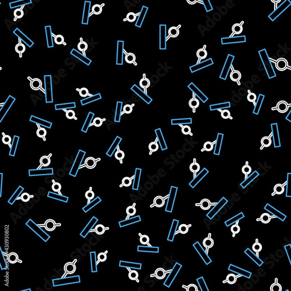 Fototapeta Line Pirate eye patch icon isolated seamless pattern on black background. Pirate accessory. Vector