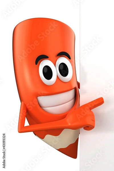 Fototapeta 3d render of colored pencil and a blank board