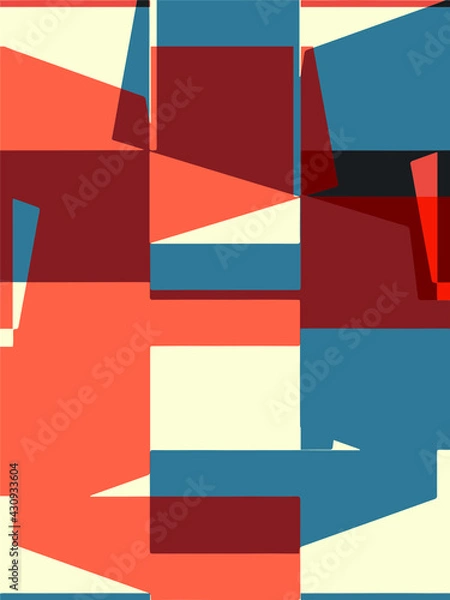 Obraz Abstract grunge vector background. Color handcrafted geometric composition of irregular graphic elements.