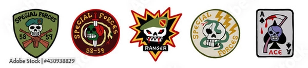 Obraz スカルのミリタリーエンブレムワッペン・イラスト