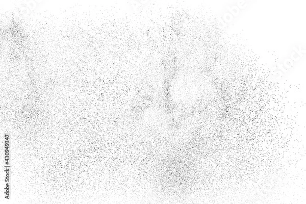Fototapeta Distressed black texture. Dark grainy texture on white background. Dust overlay textured. Grain noise particles. Rusted white effect. Grunge design elements. Vector illustration, EPS 10.