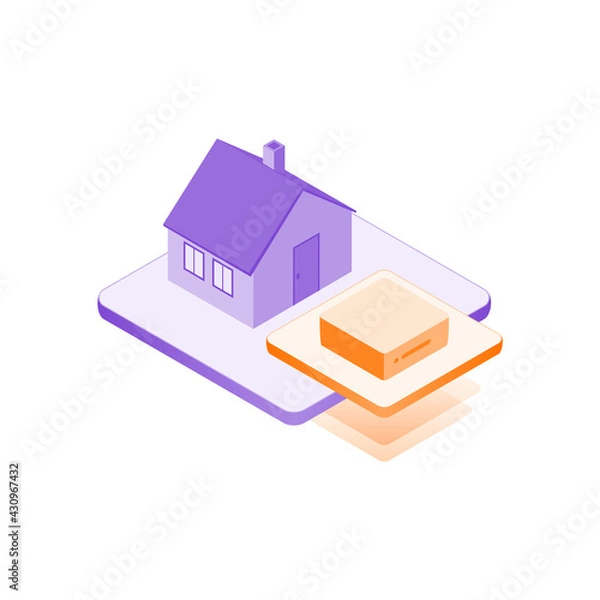 Fototapeta Icon smart home end smart home gateway, isometric design infographic