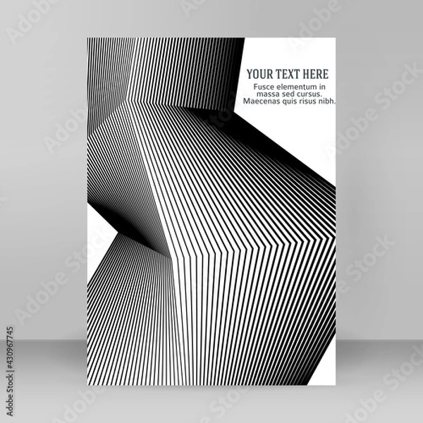 Obraz Design elements. Curved sharp corners many streak. Abstract vertical broken stripes on white background isolated. Creative band art. Vector illustration EPS 10. Black lines created using Blend Tool