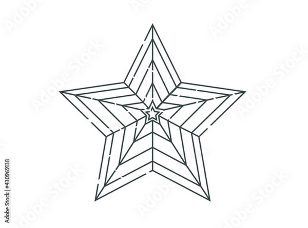 Fototapeta Star Maze, Labyrinth For Kids.Vector illustration of simple vector maze.linear symbol of  star from small to large centered, logo, vector