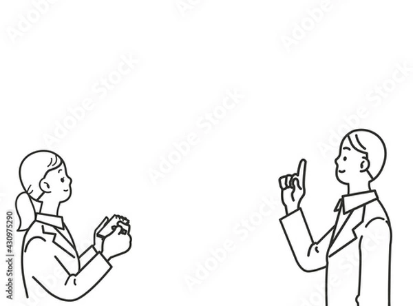 Obraz 部下に説明する上司 男女２人 