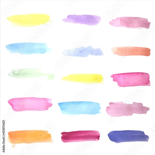Fototapeta Vector hand drawn set of watercolor strokes