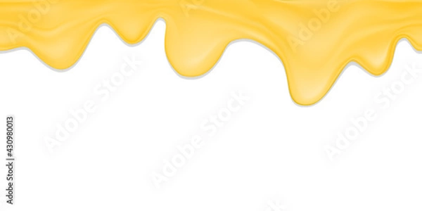 Fototapeta Realistic vector seamless border of melted cheese or cheese fondue