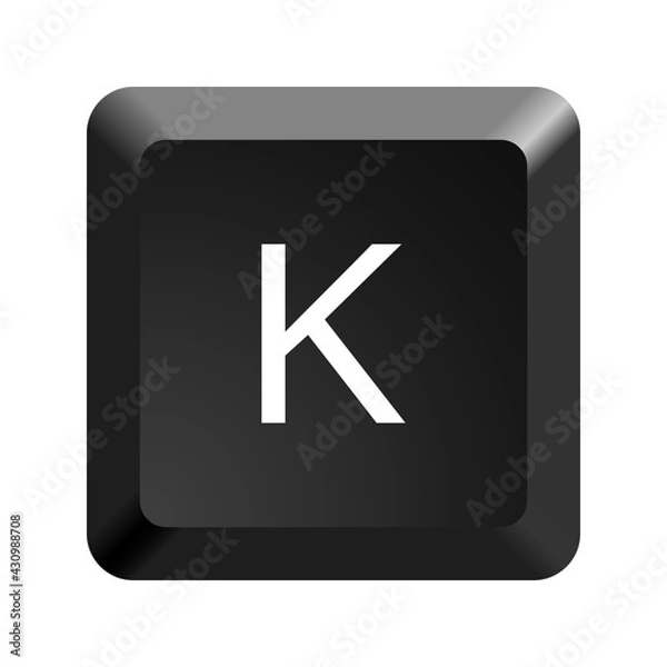 Obraz Black computer keyboard key Letter K. Button icon vector illustration. 