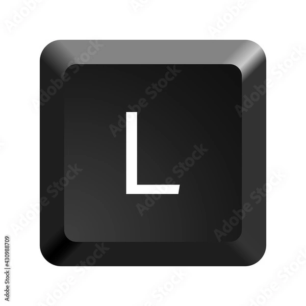 Obraz Black computer keyboard key Letter L. Button icon vector illustration. 
