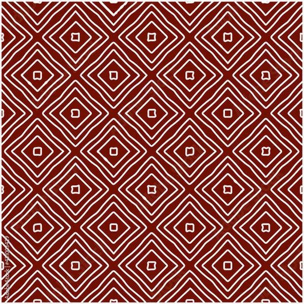 Fototapeta Geometric vector pattern with triangular elements. Seamless abstract ornament for wallpapers and backgrounds. red and white colors. 