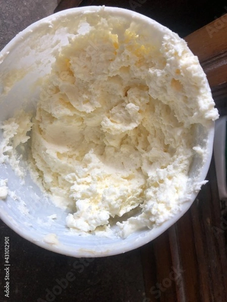 Fototapeta In rural Nepal, butter is made only from yogurt