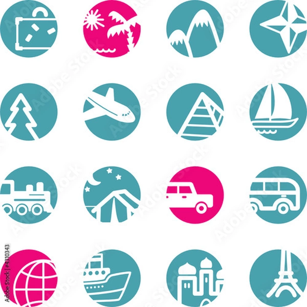 Obraz circle travel icons