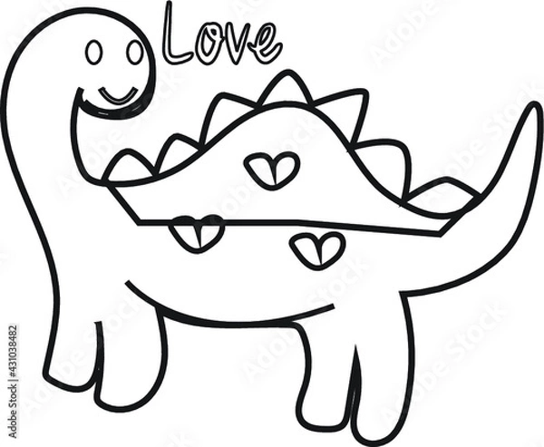 Obraz cartoon dinosaur coloring page