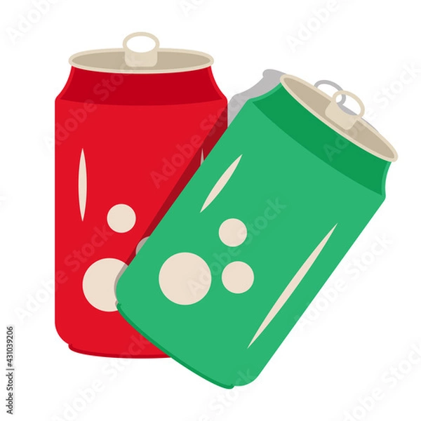 Fototapeta Two flat color icon a soda can or drinks cold can for apps and websites