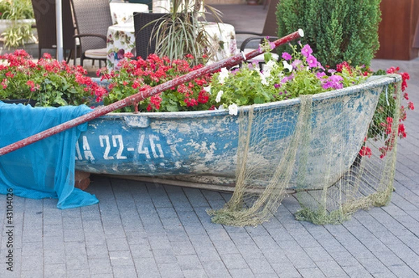 Obraz лодка с цветами