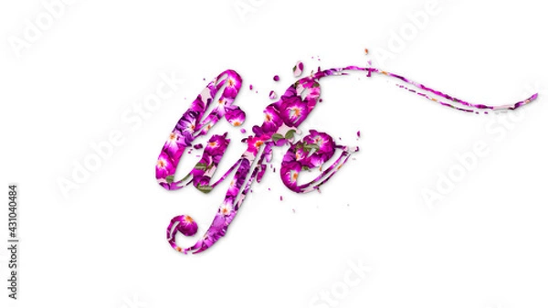 Fototapeta life beautiful typography on solid white background with isolated flower