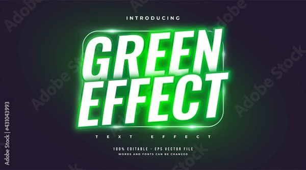 Fototapeta Bold Green Text Style in Green Glowing Neon Effect