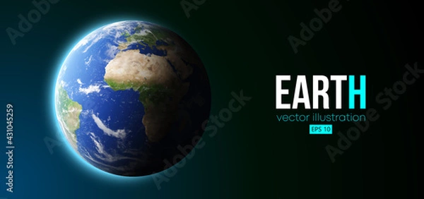 Obraz Realistic Earth planet from space. Vector illustration