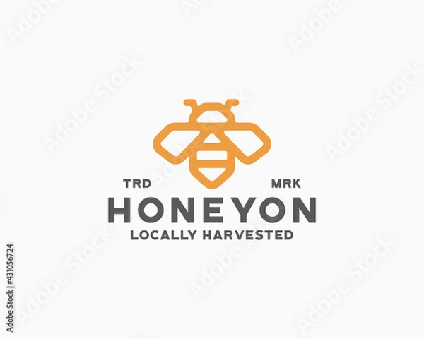 Fototapeta honey logo monoline template vector