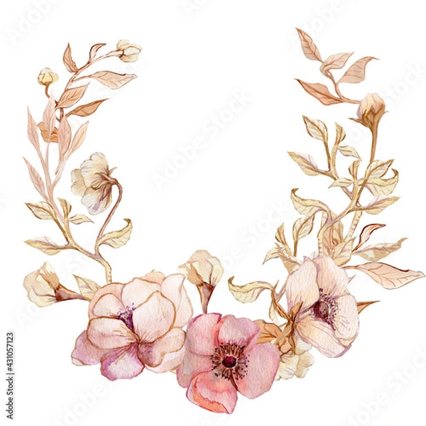 Fototapeta Hand painted flower frame