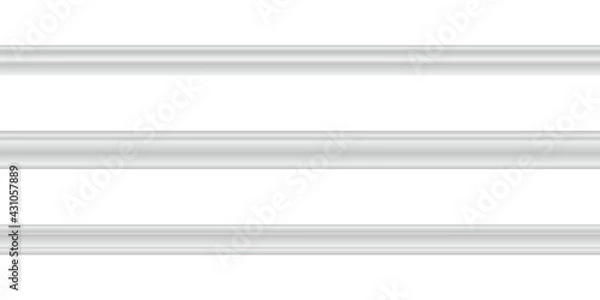 Fototapeta Vector illustration different shapes skirting boards for wall or floor isolated on white background. Set of realistic white seamless baseboards in flat style. Plastic or wood molding patterns.