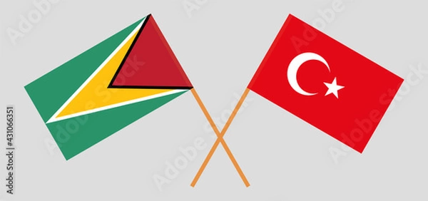 Fototapeta Crossed flags of Guyana and Turkey. Official colors. Correct proportion