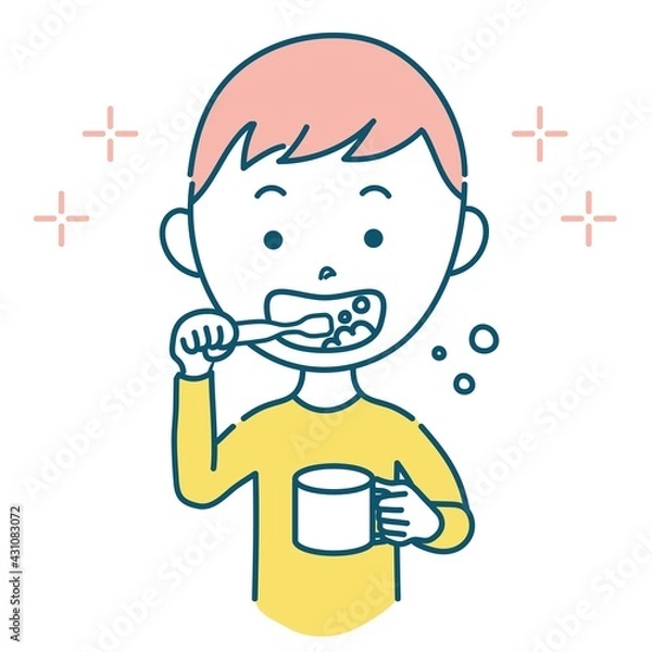 Fototapeta 歯磨きをする男の子のイラスト素材