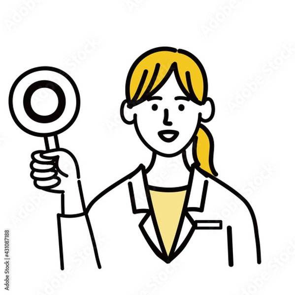 Obraz 医師　医者　女性　ポップ　マル　○ マルバツ　○×
