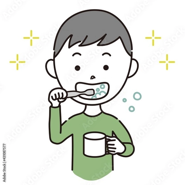 Fototapeta 歯磨きをする男の子のイラスト素材