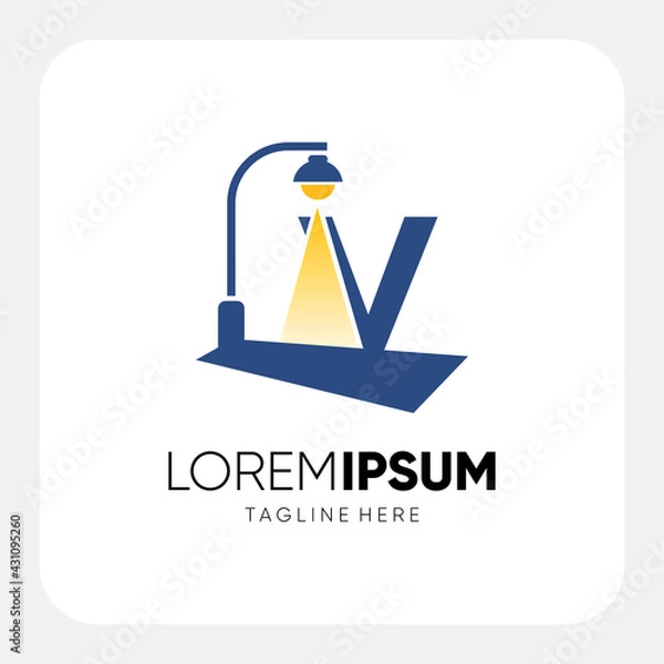 Obraz Initial V Letter Street Light Logo Design Vector Graphic