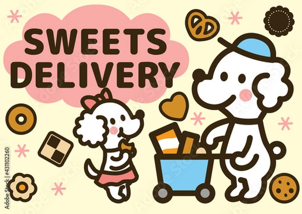 Obraz お菓子を運ぶプードル