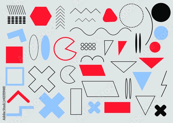 Fototapeta retro memphis style objects set for your designs. Vector illustration