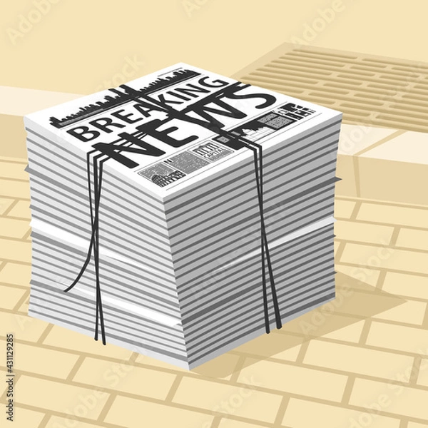 Obraz Vector Illustration Stack Newspapers Breaking News