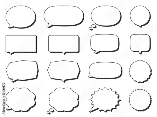 Fototapeta 吹き出しイラスト、アイコンセット（フラット影付）