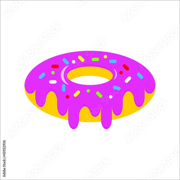 Fototapeta vector illustration of cute donut on white background. color editable