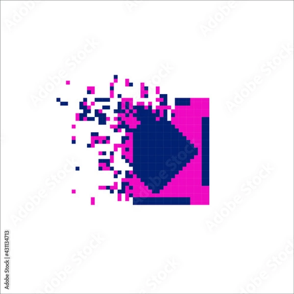 Fototapeta Pixel dispersed filled rectangle, illustration for graphic design