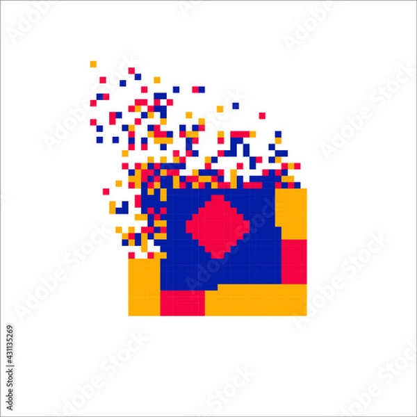 Fototapeta Digital Pixel dispersed filled rectangle, illustration for graphic design