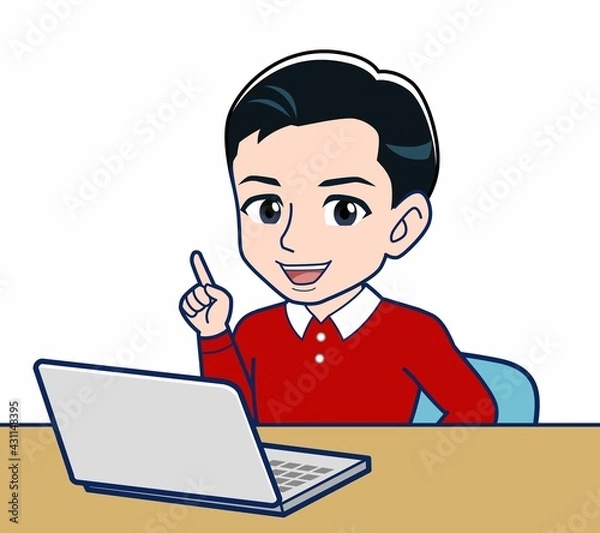 Fototapeta 赤い服を着た若い男性