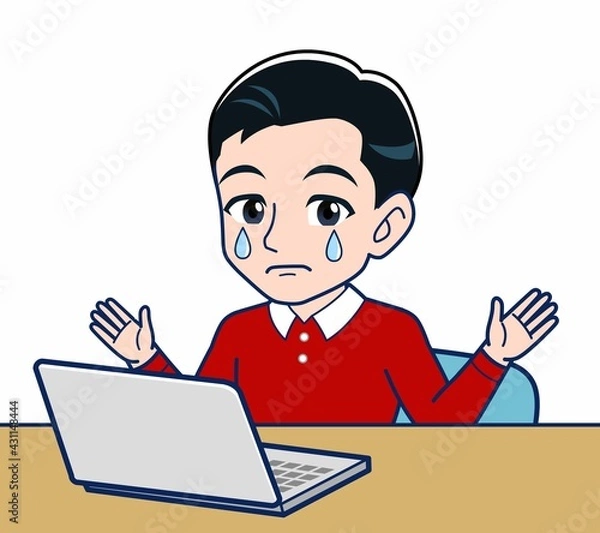 Fototapeta 赤い服を着た若い男性